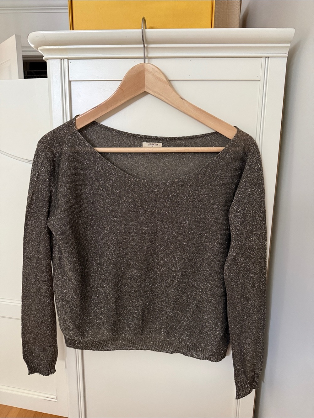 Systemaction Shimmery Brown Scoop Neck Sweater